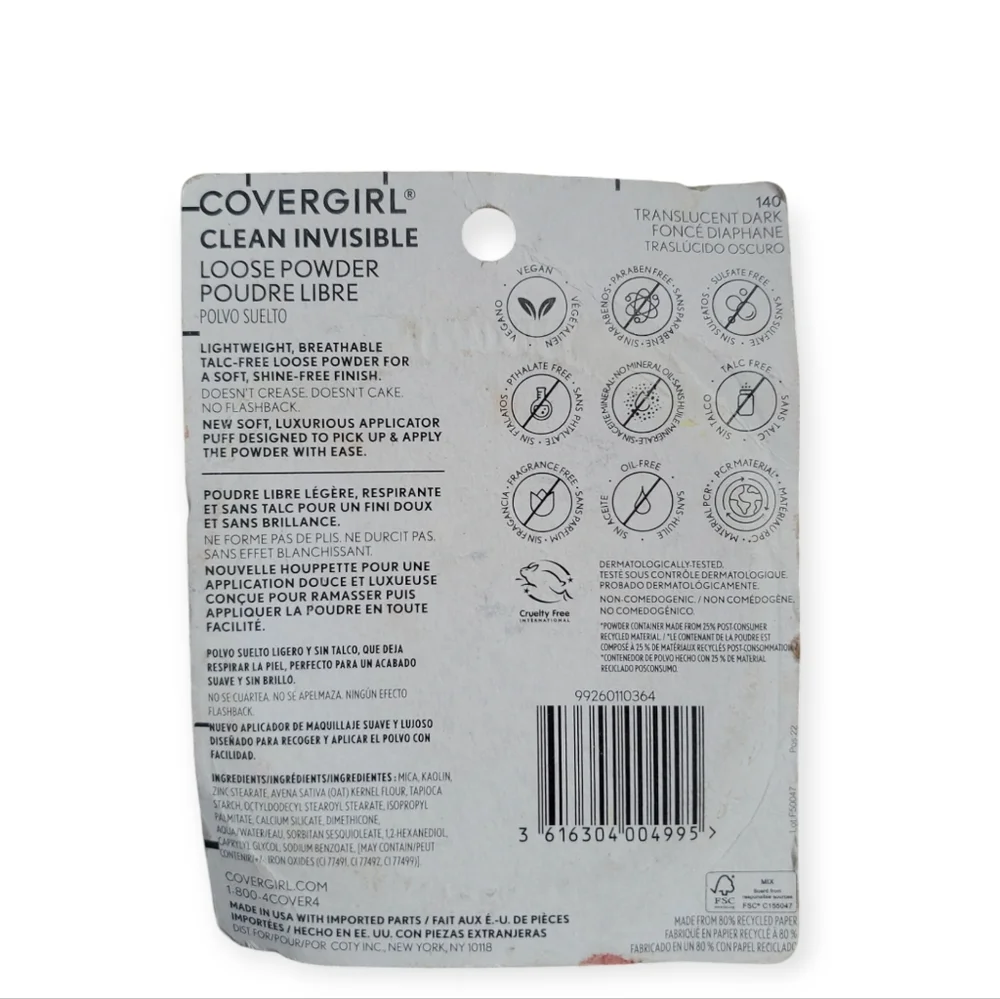 Covergirl Clean Invisible Loose Powder 140 Translucent Dark